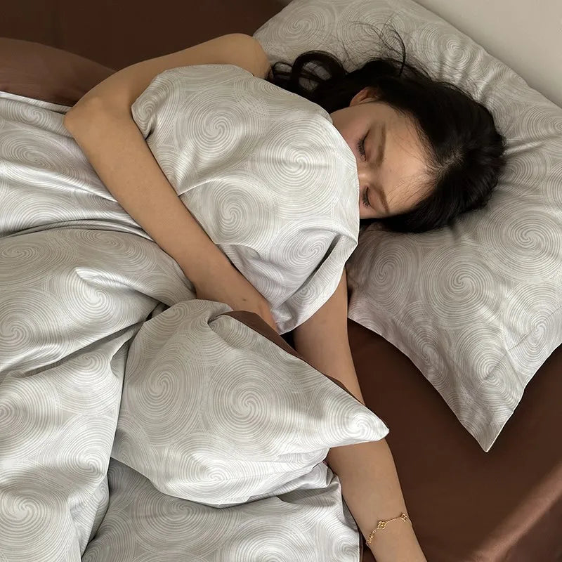 Bed Sheets Duvet Covers Four Piece Bedding Light Luxury High-end Black and Red Jacquard All Cotton Pure Cotton New Style Oasis Select B Bed sheet style 2.0cm