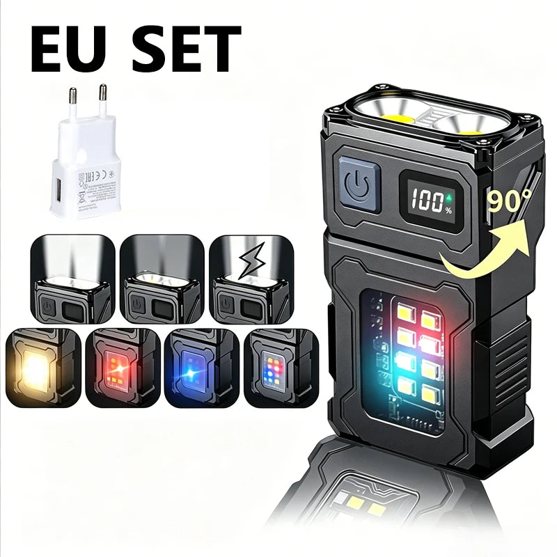 Mini USB-C Rechargeable LED Flashlight 800LM COB Clip Magnet