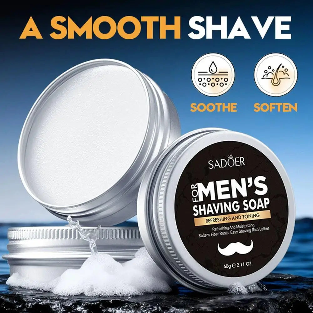 60g Shaving Soap for Men, Soften Beard for Smooth & Comfortable Shave, Gent Moisturizing Natural Shaving Bar Mens Grooming Care Oasis Select