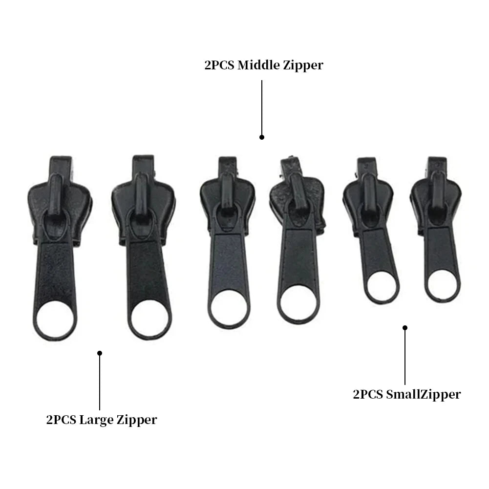 3 Sizes Universal Instant Fix Zipper Repair Kit Replacement Zip Slider Teeth Rescue Sewing Clothes Bag Zippers Tool Accessories Oasis Select
