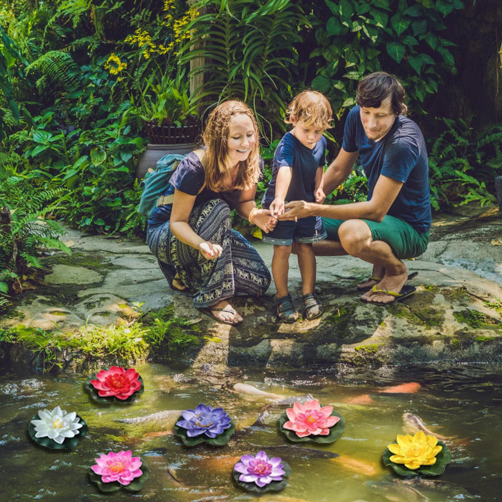 7-Pack Floating Artificial Lotus Water Lily Flowers – 7 Colors Floating Artificial Flowers Oasis Select