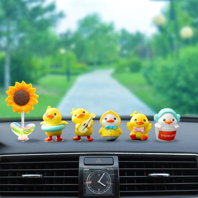 1Set Cartoon Resin Little Yellow Duck Model Car Center Console Decor Cute Car Ornaments Auto Interior Dashboard Accessories Oasis Select 6pcs