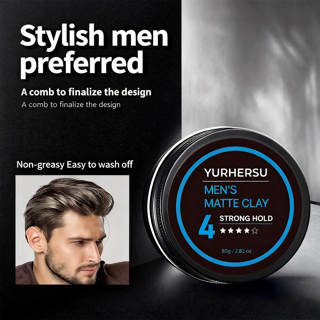 Men's Hair Clay Strong Hold Matte Finish – Natural Look 80g Hair Styling Clay Oasis Select