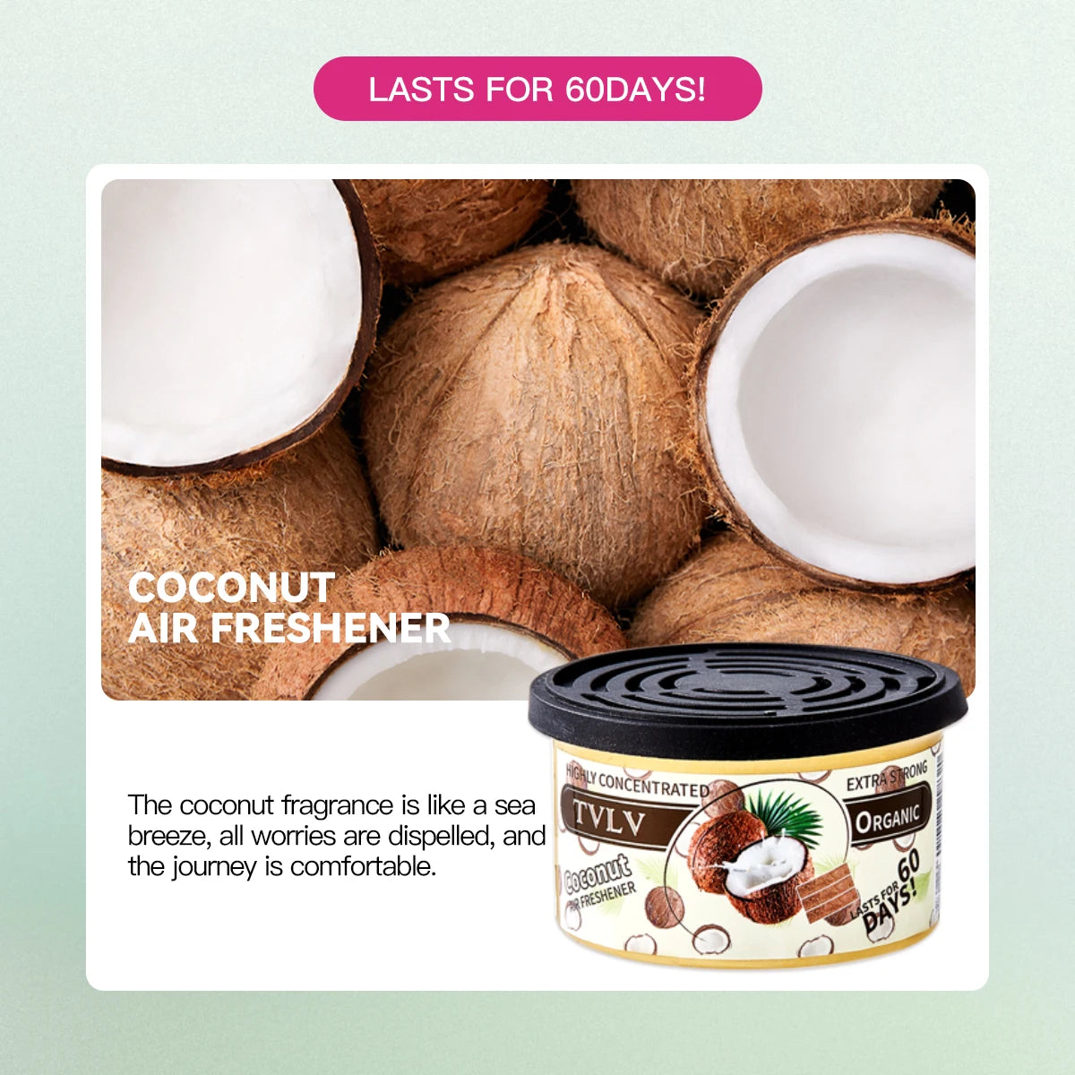 TVLV Solid Air Freshener – Car, Room & Bathroom Fragrance Solid Air Freshener Oasis Select 05 Coconut