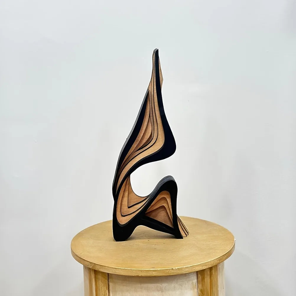 Artistic Abstract Wooden Streamlined Statue Minimalist Bookshelf Home Room Decoration Desktop Ornaments Home Gifts Oasis Select