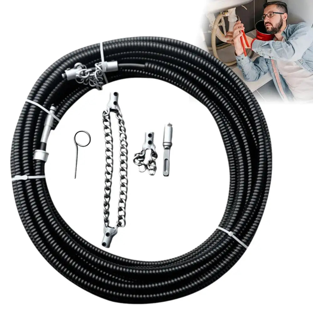Electrical Drain Cleaner Dredging Sewer Special Tool Tool Solid Chain Dredging Spring Oil Stain Blocking Pipeline Dredging Tool Oasis Select