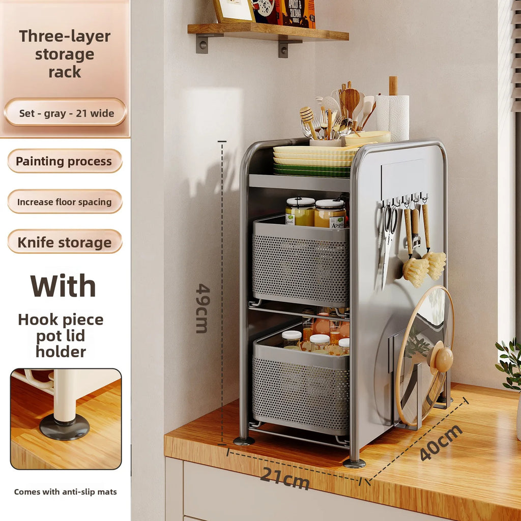 Kitchen Seasoning Rack Narrow Slot Tank Storage Side Magnetic Hanger