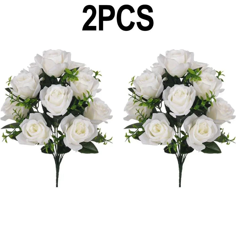2Pcs 42cm Artificial Flowers Silk Cloth Fake Rose Flower For Wedding Decoration For Birthdays Holidays High-quality Oasis Select Meters white China Mainland