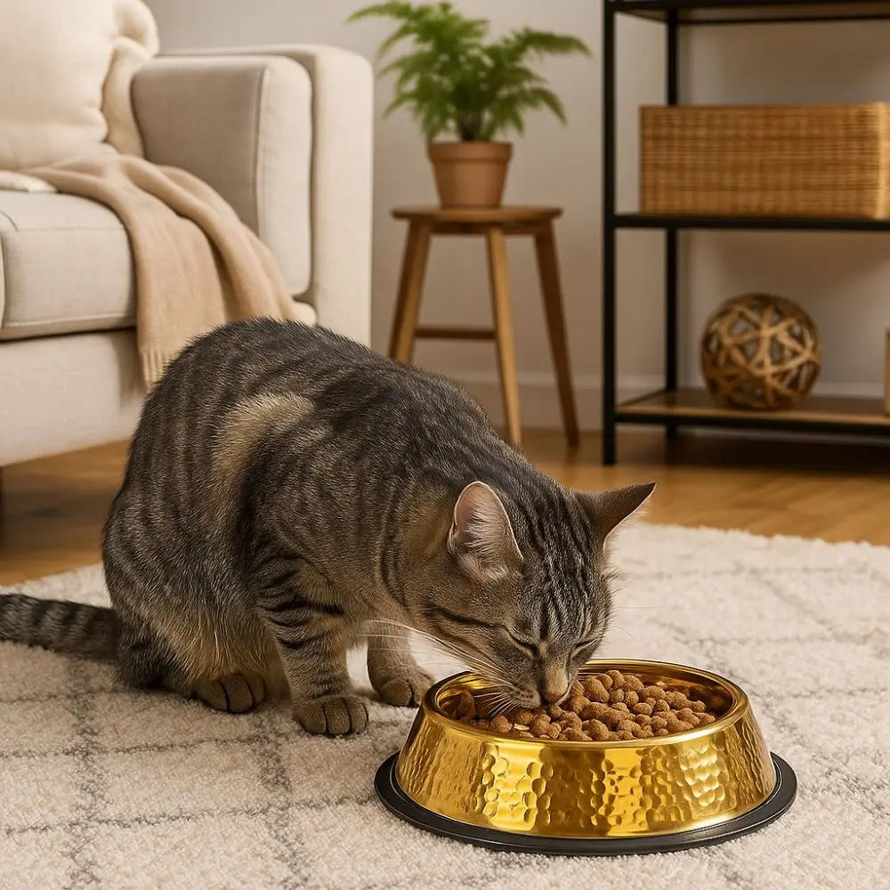 Gold Stainless Steel Pet Bowl | Anti-Slip Dog & Cat Feeder