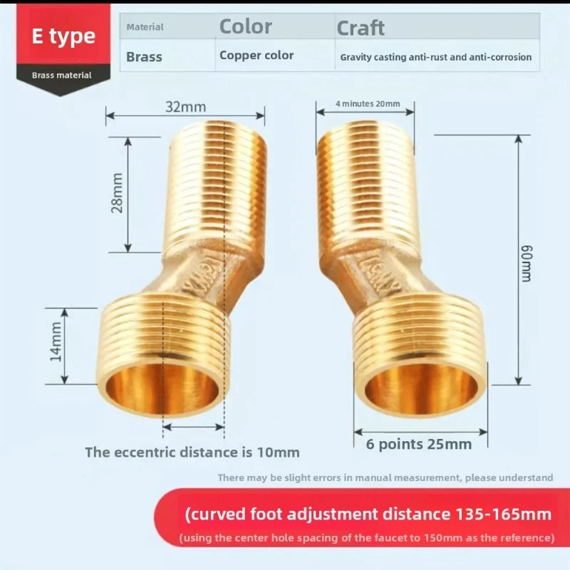 2pcsStainless Steel Angled Curved Foot 360° Rotatable Angle Adjustment Shower Faucet Adapter Wall Mounted Eccentric Screw Corner Oasis Select