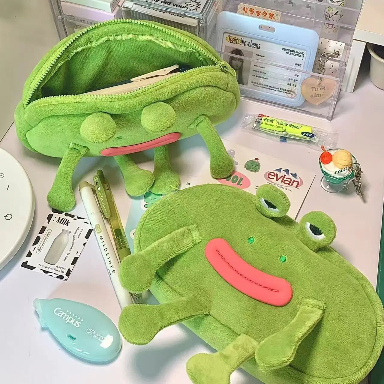 Fun and Funny Big Mouthed Frog Plush Pencil Case Ugly and Cute Large Capacity Stationery Bag Oasis Select