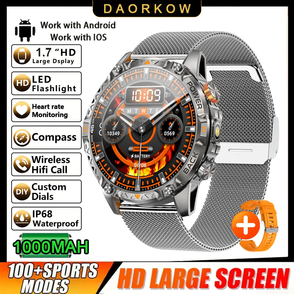 DAORKOW YK16 Smart Watch – 1000mAh, 100+ Sports & BT Calls