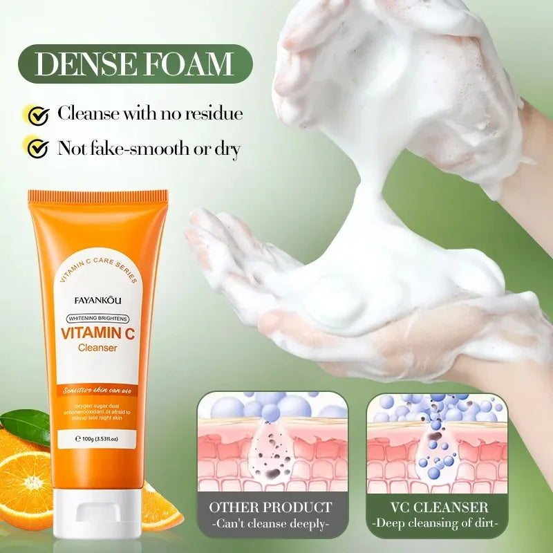 100g Vitamin C Facial Cleanser Face Wash Foam Cleanser Deep Cleansing Moisturizing Brightening Hydrating Skin Care Products Oasis Select