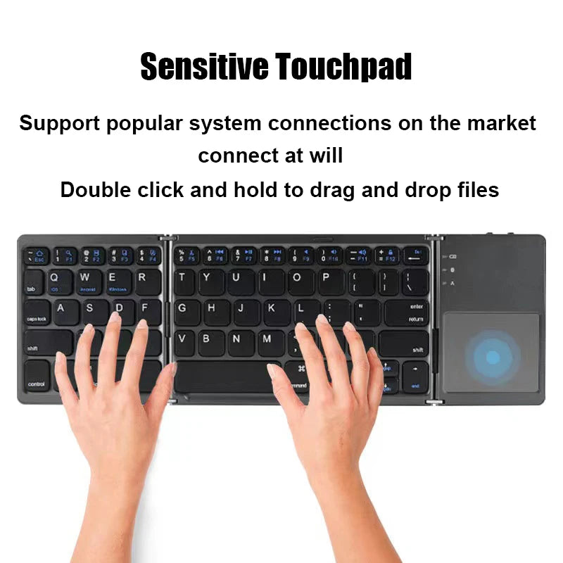 Wireless Folding Keyboard Bluetooth Keyboard With Touchpad For Windows, Android, IOS,Phone,Multi-Function Button Mini Keyboard Oasis Select