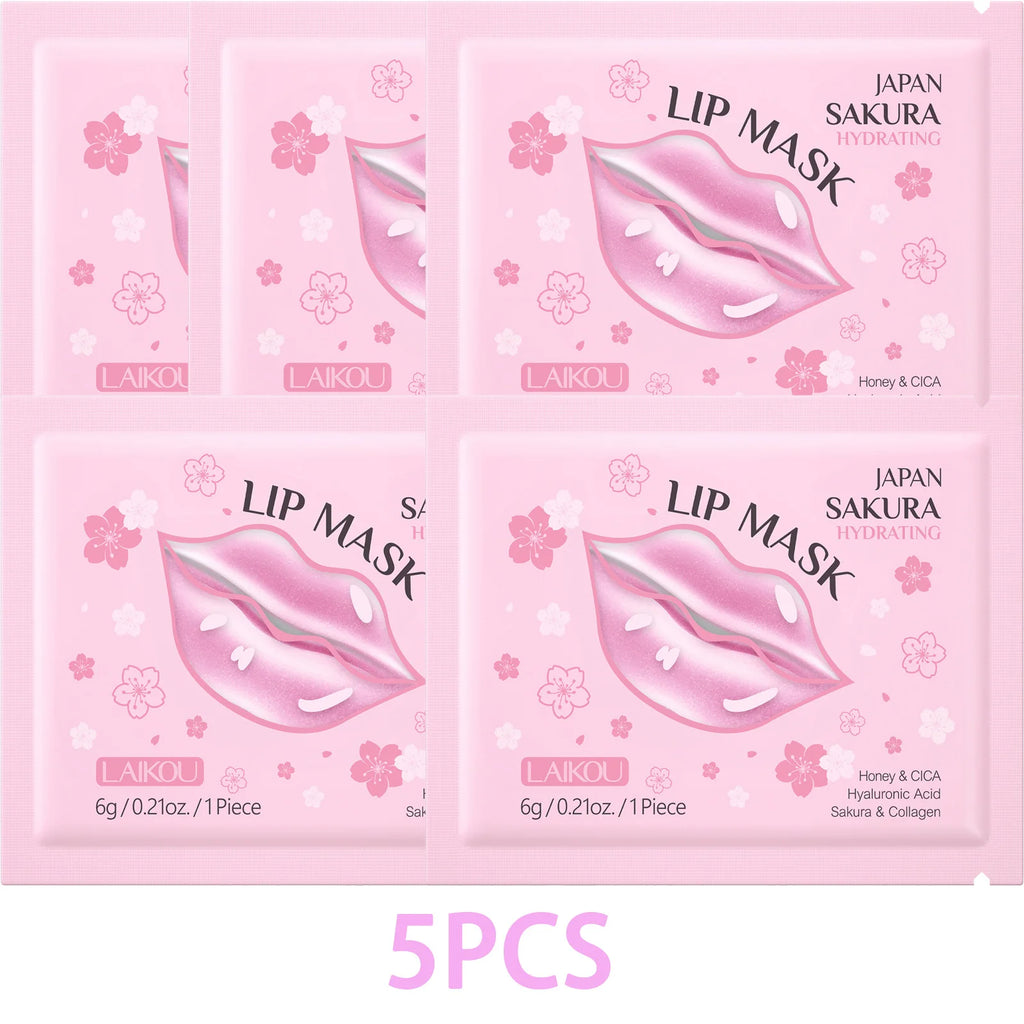 LAIKOU Lip Mask Moisturizing Hydrating Repair Lighten Lip Lines Labial Gel Patch Lips Pad Patches Lip Care Products 10/5PCS Oasis Select 5pcs
