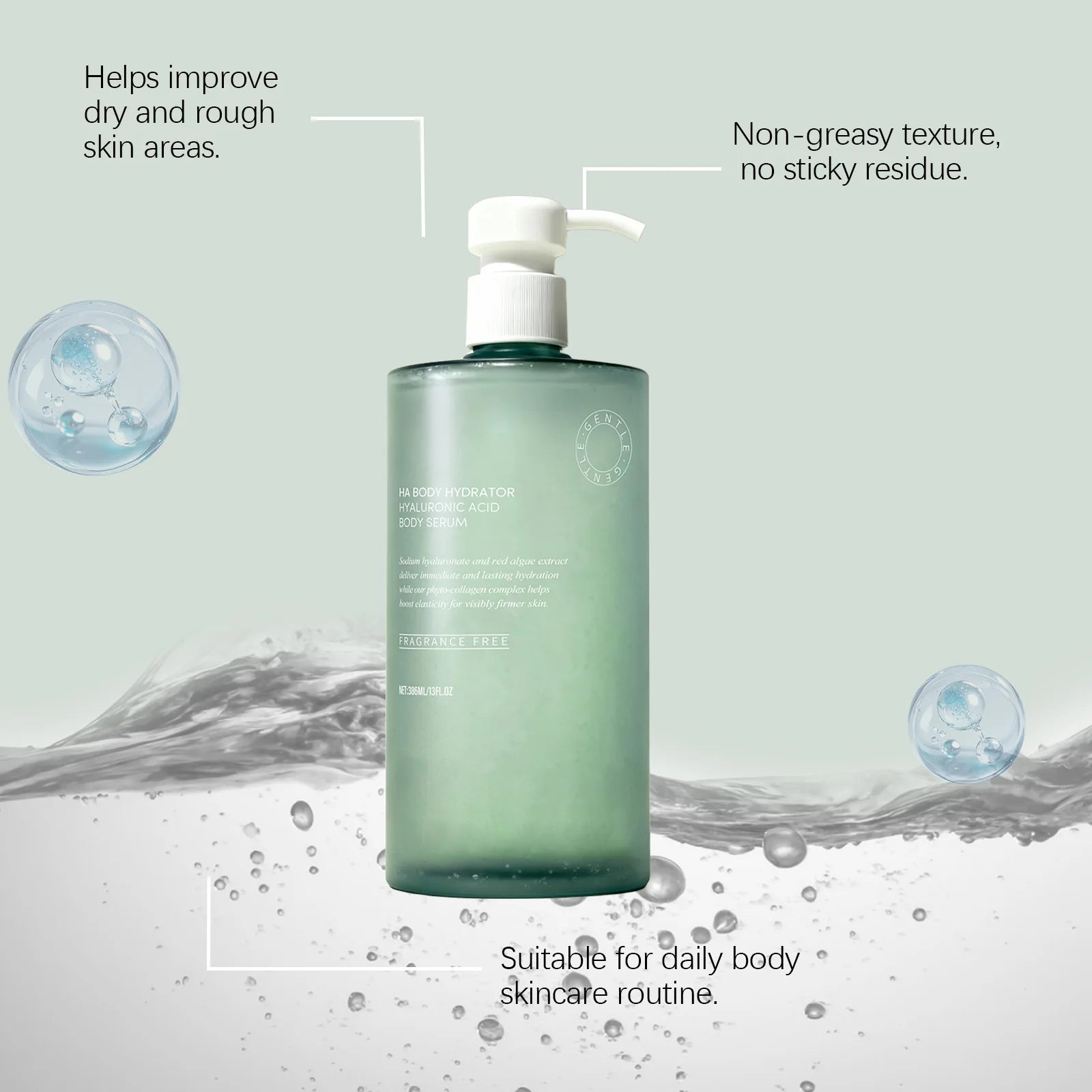 Hyaluronic Acid Body Serum Moisturizing Nourishing Refreshing Non Greasy Fast Hydrating Soft Smooth Care Skin Elasticity 386ml Oasis Select