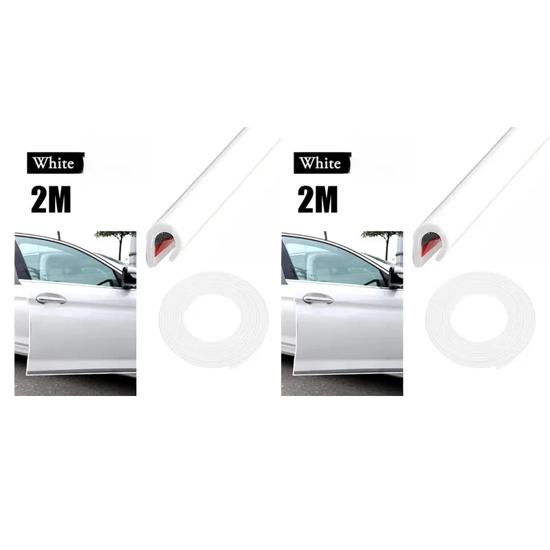 1/2/3pcs Door Anti-Collision Strip Car Door Border Scratching Anti-Collision Hood Protection Strip Door For General Purpose Oasis Select 2pcs White-2m