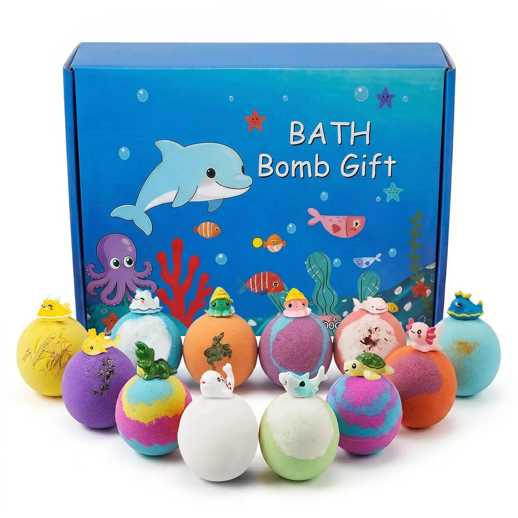 Kids Bath Bombs Set With Surprise Toys Handmade Colorful Bubble Bath Balls Relaxing Funny Perfect Birthday Spa Gift For Children Oasis Select 1set boxed