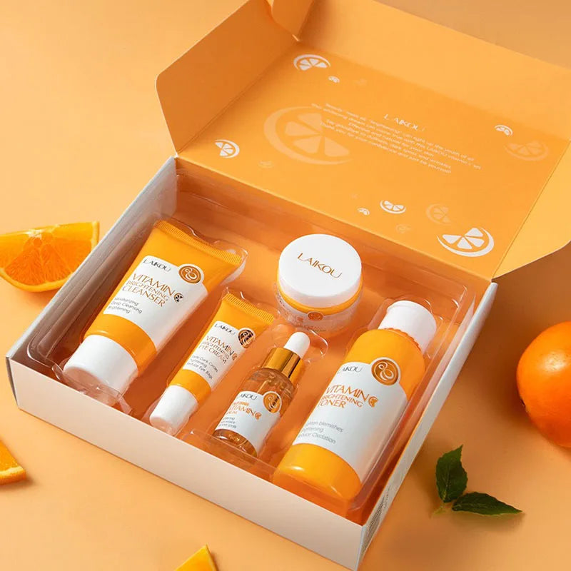 LAIKOU Vitamin C Face Cream Set – 5-Piece Korean Skincare Kit Korean Skincare Set Oasis Select 1 Box 5 Pieces