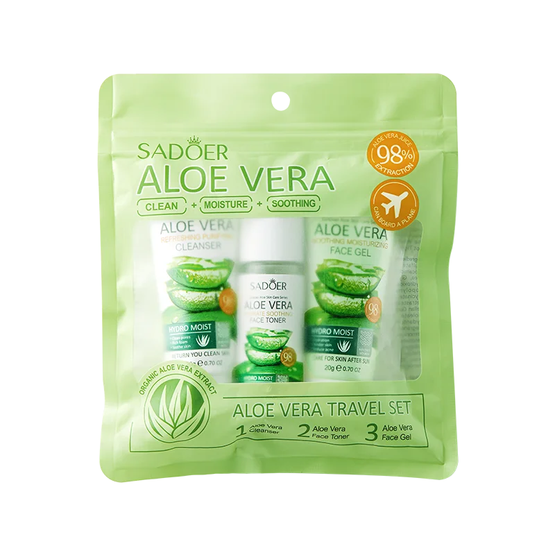 SADOER Aloe Vera Travel Skincare Set – Cleanser & Face Gel