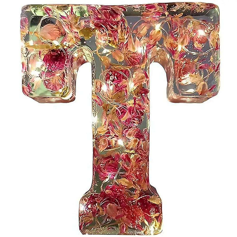 Floral Resin LED Letter Light – Dried Flower Night Lamp
