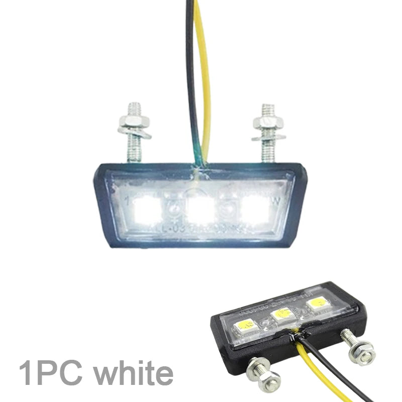 Waterproof 12V Universal Motorcycle License Plate LED Light Motorcycle License Light Rear Tail Lamp Indicators Motorbike Parts Oasis Select WHITE