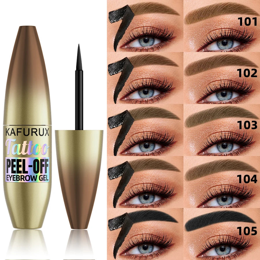 KAFURUX 5-Color Waterproof Peel-Off Eyebrow Tint with Stencils