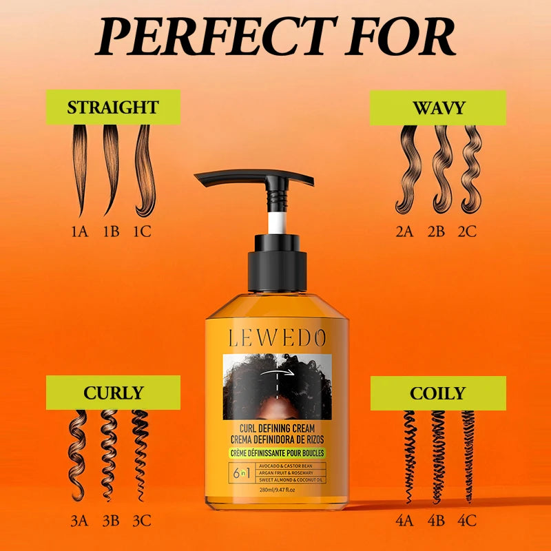 LEWEDO 280ml Black Castor Oil Curl Defining Styling Cream