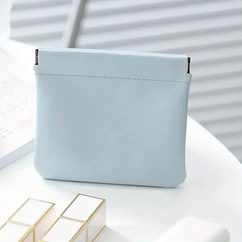 2pcs Fashion Simple Lipstick Makeup Bag Portable Mini Jewelry Handbag Travel PU Key Small Bags Women Girls Oasis Select SKY BLUE