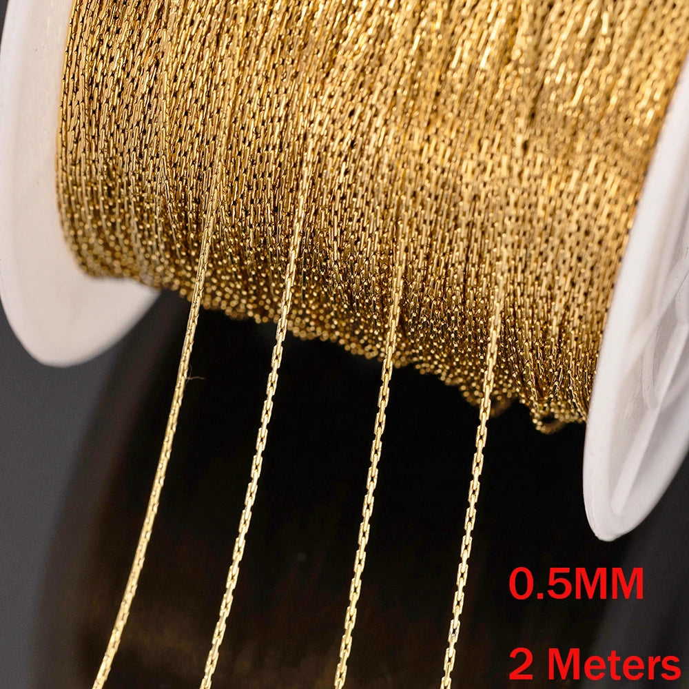 2M 10M 0.5mm Stainless Steel Thin Gold Cable Link Snake Chain for DIY Necklace Earrings Anklet Jewelry Making Supplies Bulk Oasis Select Gold 2m