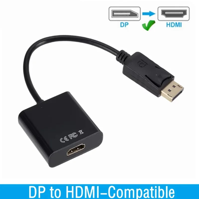 DP to HDMI-compatible Cable Adapter r DP Male to HDMI Female HDMI-Compatible Cable Converter Video Audio for PC Projector HDTV Oasis Select