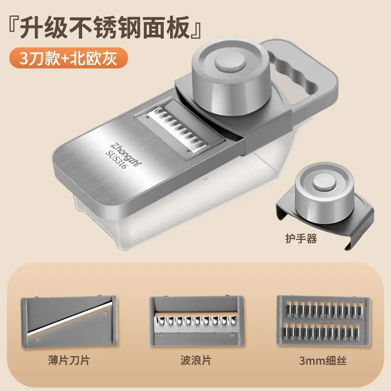 Stainless Steel Vegetable Slicer Potato Slicer Household New Multifunctional Slicer That Does Not Harm Hands Kitchen Accessories Oasis Select Grey A