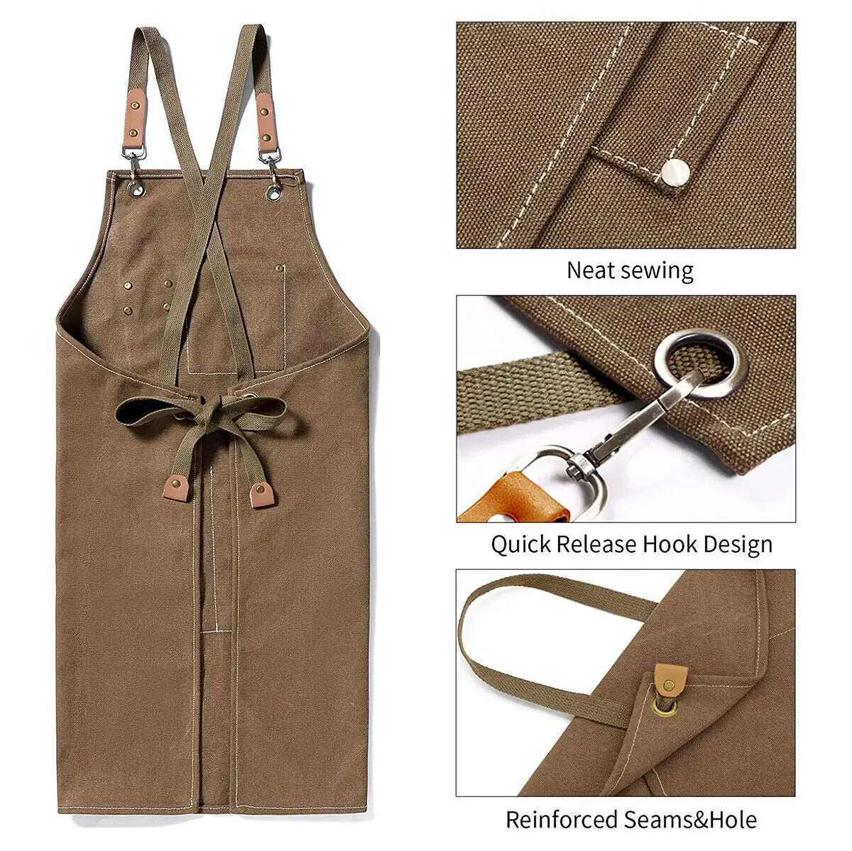 Kitchen Thicken Canvas Apron For Woman Men Waterproof Stain-Resistant With Pockets Cooking Apron Woodworking Painting Work Apron Oasis Select