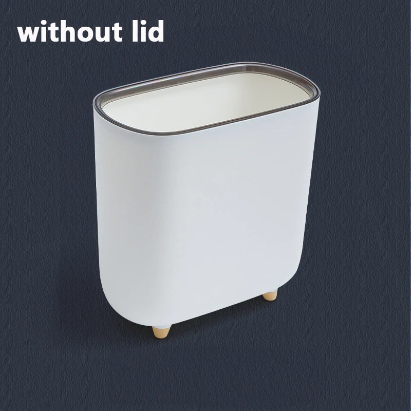 Narrow Shape Press Ring Trash Can with Lid for Bathroom Gap, Highlighting the Features of Garbage Classification Oasis Select without lid
