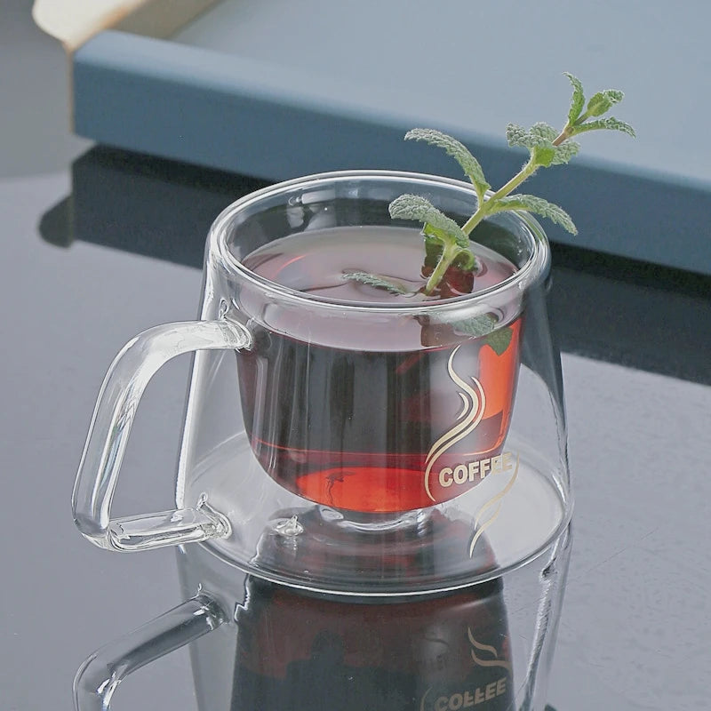 1/2PCS Double Wall Glass Coffee Mug Heat Resistant Tea Milk Juice Coffee Water Espresso Cup Thermo Insulated Cup for Household Oasis Select