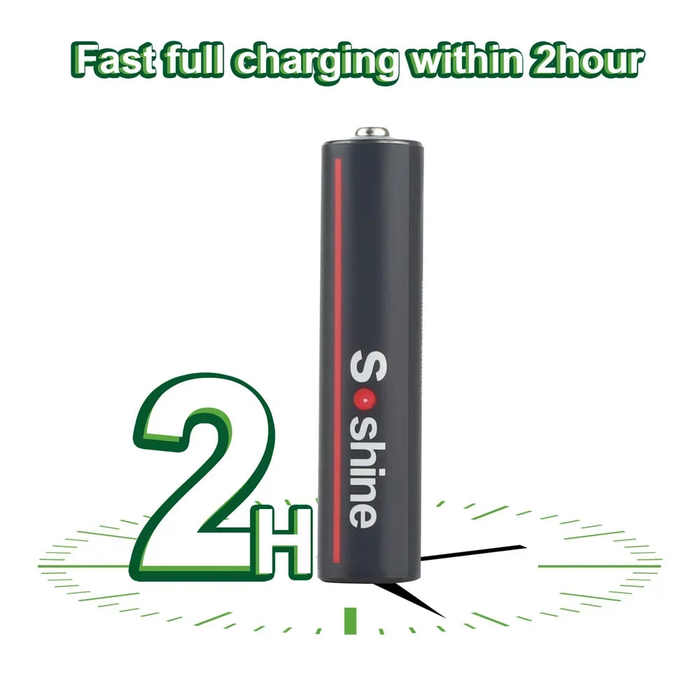 Soshine USB Lithium-ion 600mWh 1.5V AAA Rechargeable Batteries+2600mWh 1.5V AA Battery Li-ion AA and AAA Rechargeable Batteries Oasis Select