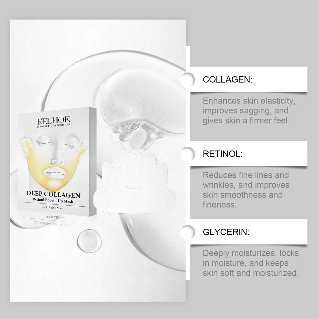 EELHOE Collagen Retinol Firming Face Mask – 4 Pack Anti-Aging Collagen Face Mask Oasis Select