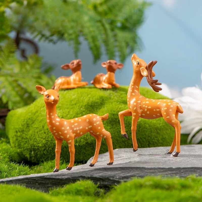Mini Deer Realistic Elk Figurine Woodland Animal Figurines Desktop Model Collection Party Favors Educational Learning Toys Oasis Select