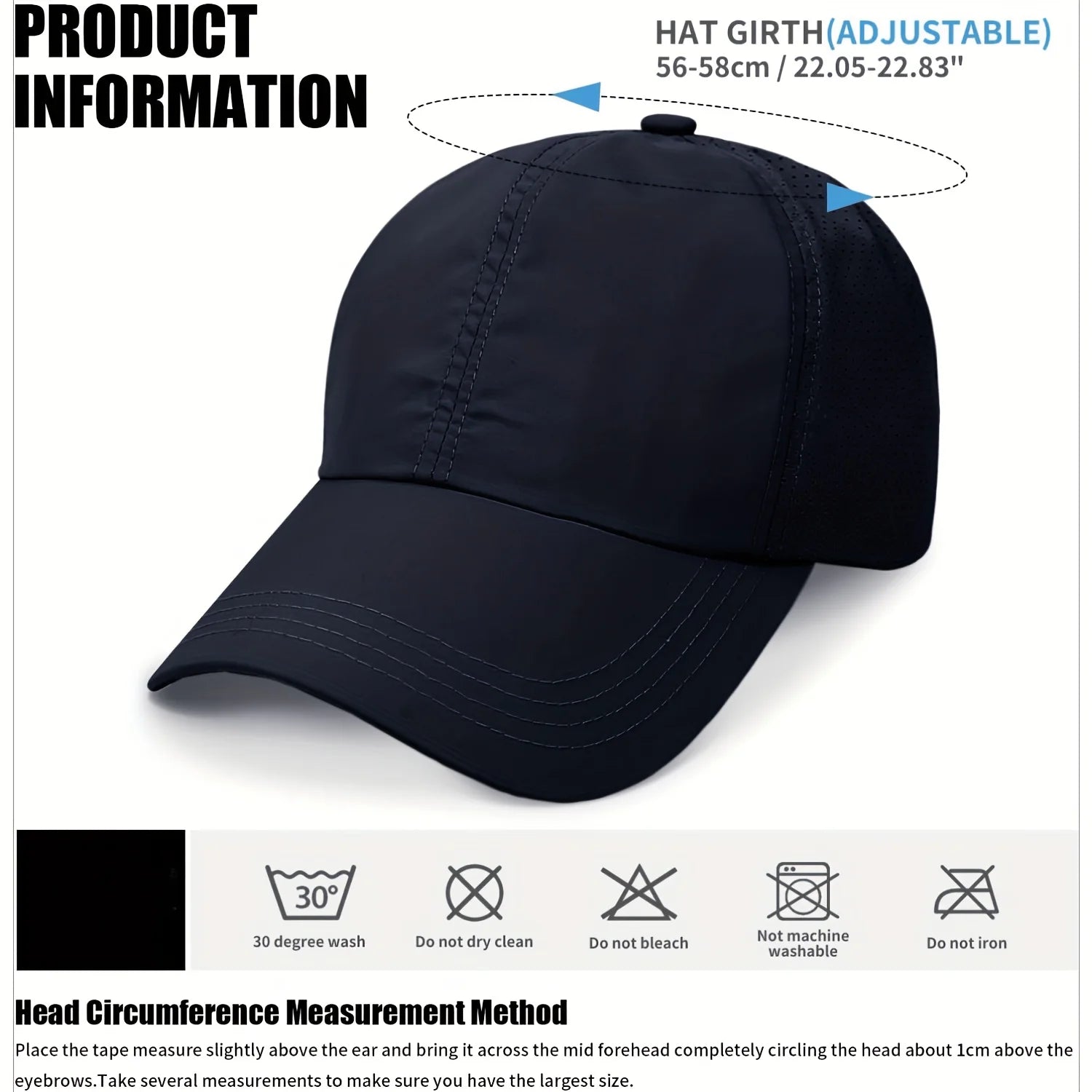 [Breathable Quick Drying Baseball Cap] Unisex Sun Hat with Ponytail Hole Baseball Cap-Suitable for Running and Daily Casual Wear Oasis Select