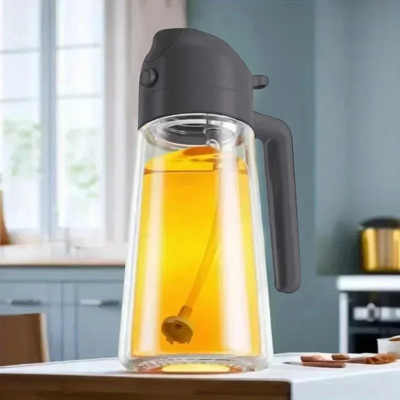 Multi-functional Kitchen Oil Bottle Spray Oil Pouring Two-in-one Food-grade Material Is Not Easy To Damage 500ML Large Capacity Oasis Select grey-Plastic-500ml