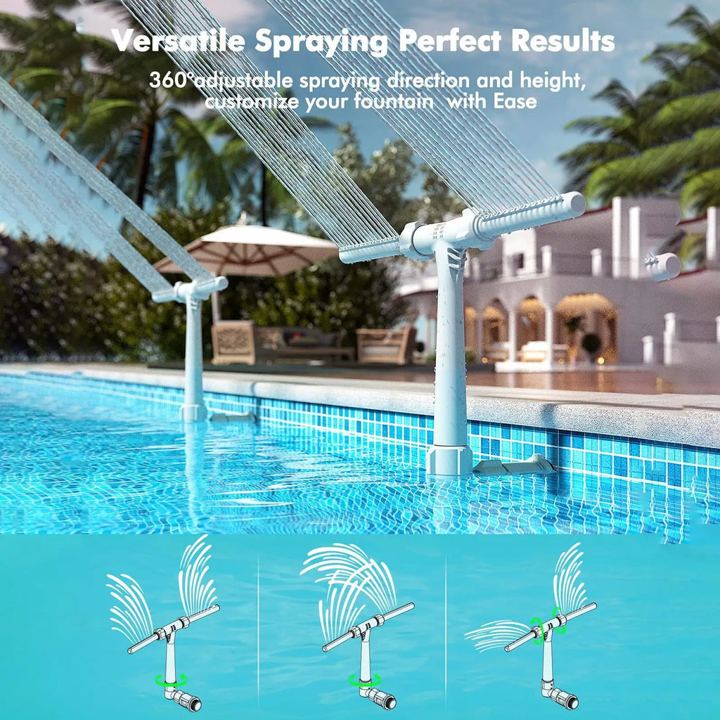 DualSpray Water Fountain for Swimming Pool Adjustable Waterfall Pool Sprinkler Creative Swimming Pool Sprayer Fountain Bracket Oasis Select Default Title