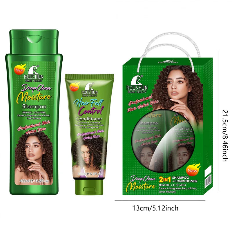 ROUSHUN Mint & Aloe Shampoo + Olive Conditioner Set | Hair Care