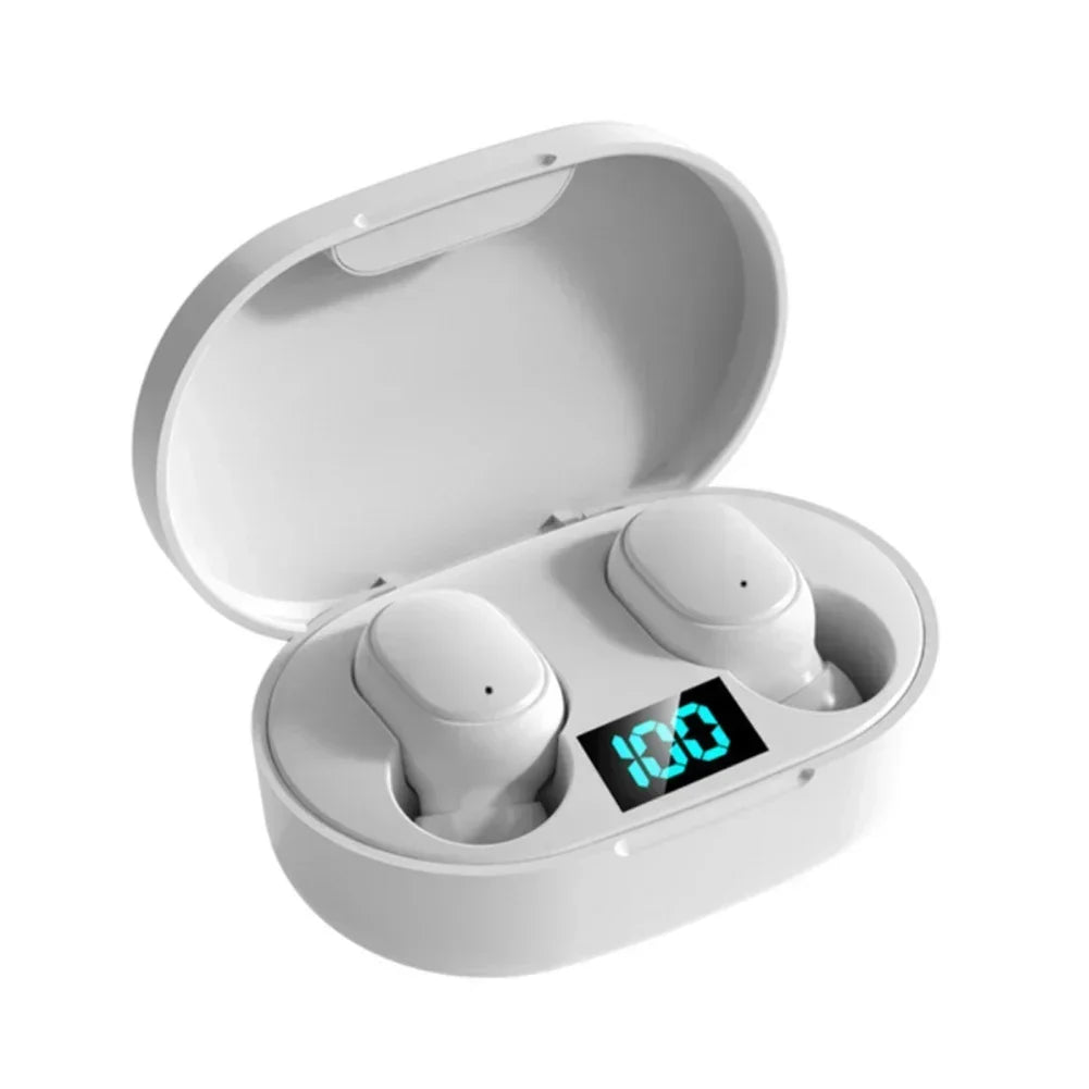 2026 New E6S Wireless Earbuds Noise Canceling Waterproof Ear Buds in-Ear Stereo Headphones with LED Display Charging Case Oasis Select WHITE
