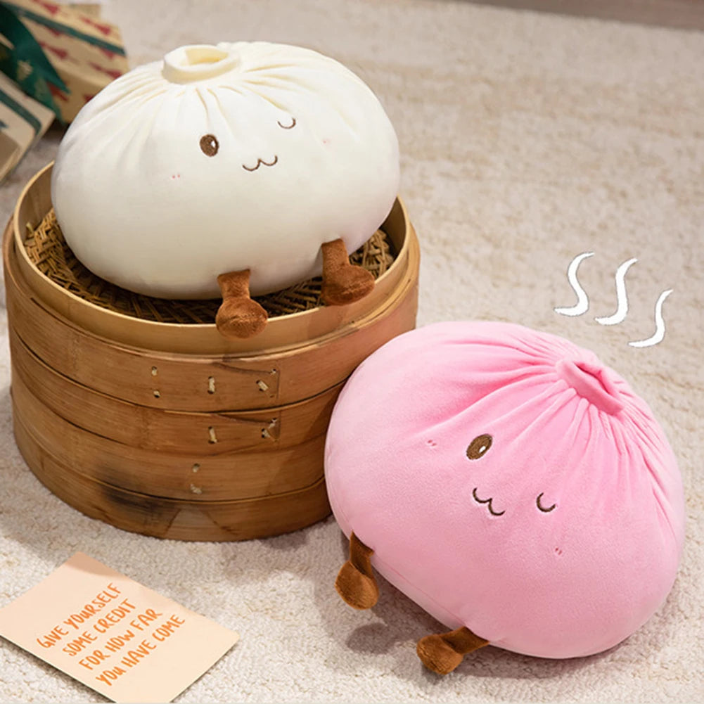Cute Dumpling Plush Pillow – Soft Steamed Bun Stuffed Toy