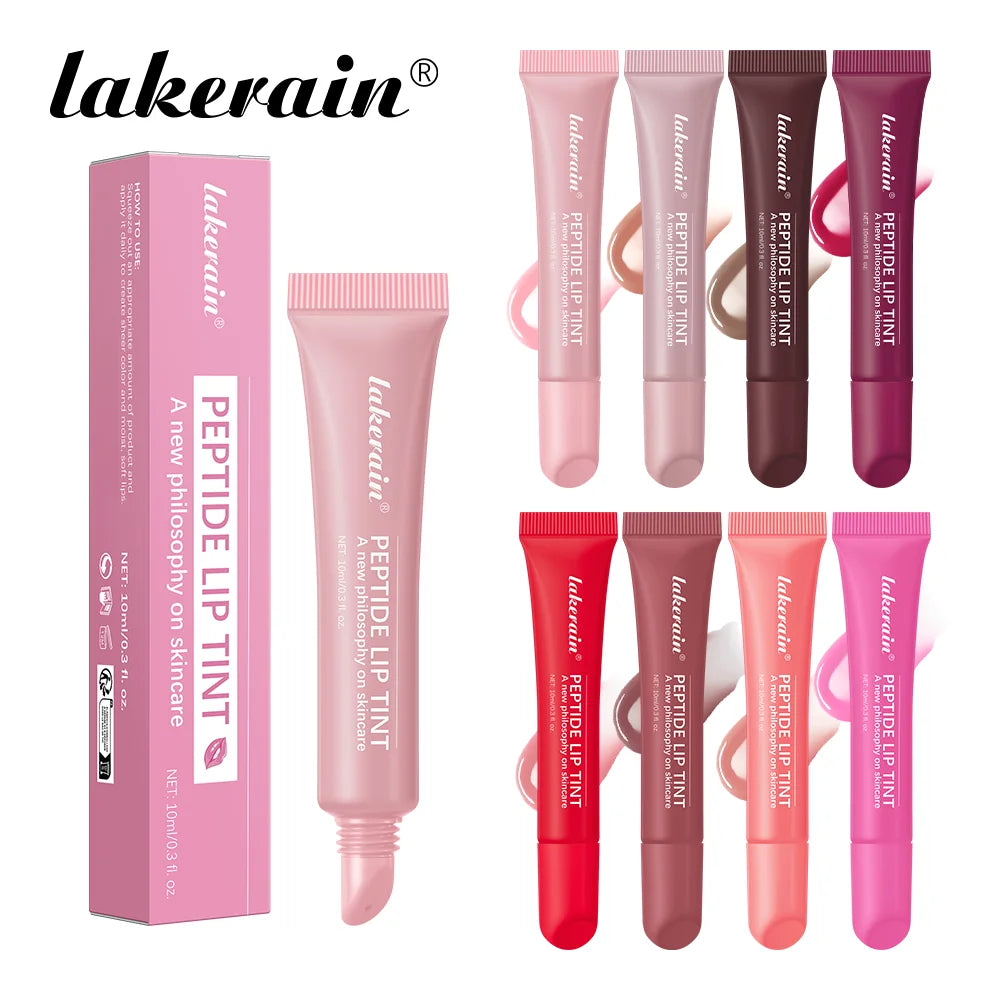 Lakerain Peptide Lip Tint Gloss – Hydrating Mirror Shine, 8 Colors