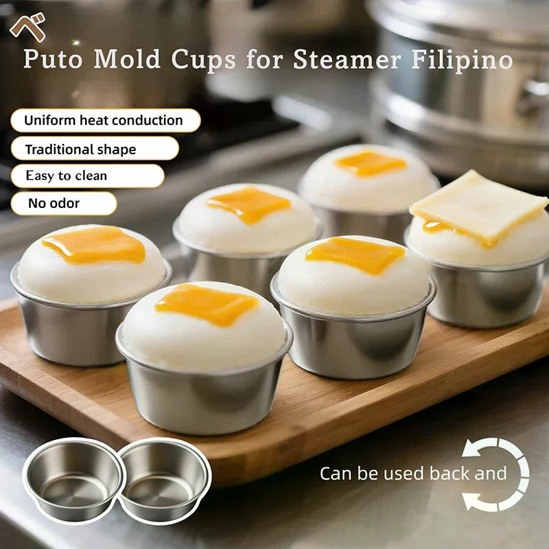 10pcs Aluminum Alloy Mini round Cupcake Mold Set Puto Cake Egg Tart Kitchen Baking Oven Pan Pastry Dessert Cooking Utensils Oasis Select