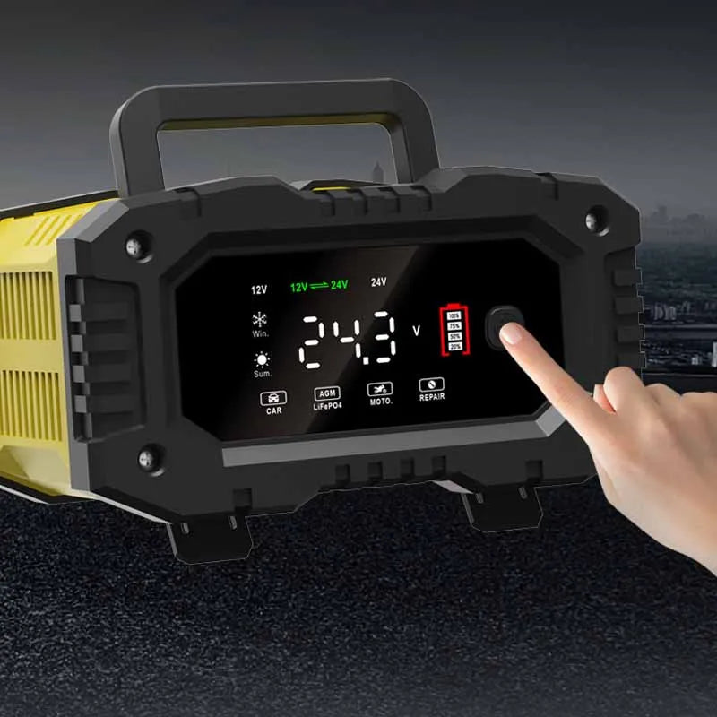 FOXSUR Car Motorcycle Battery Charger 20A 10A 12V/24V Smart Charger Lithium AGM GEL Lead-Acid LiFePO4 Battery Chargers Oasis Select