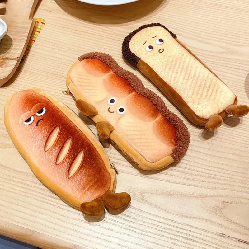 Cartoon Bread Pencil Case Plush Creative Pencil Bag School Stationery Bag Children Pen Case Prizes Gifts Student Pencil Cases Oasis Select