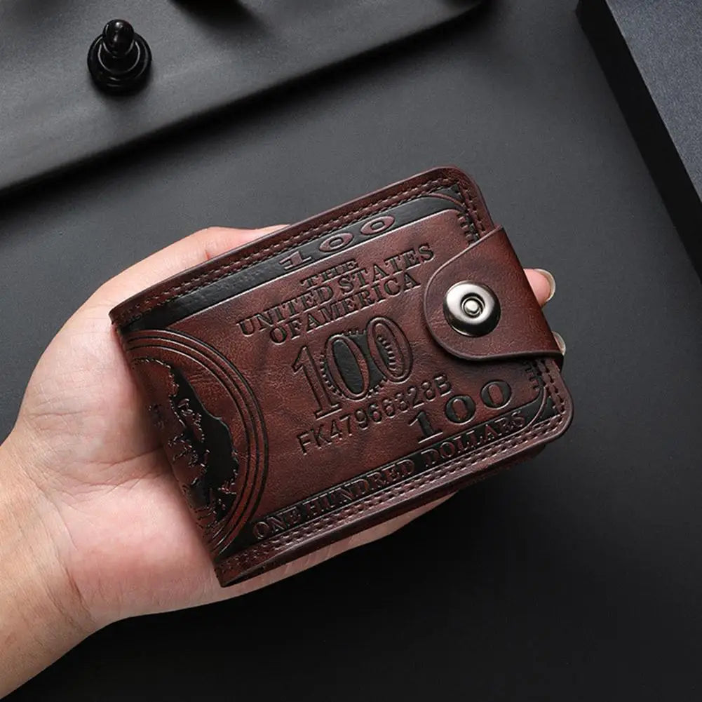 NEW Vintage 100 US Dollar Pattern Men's Wallets Zipper Multi-Functional Leather Wallet Hasp Coin Purse Men Gift Oasis Select