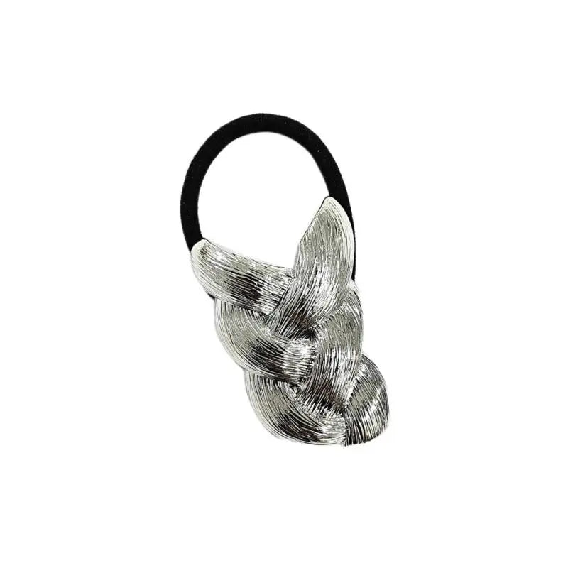 Metal Braid Hair Tie Fashion Elastic Hair Rope For Women Girls Daily Ponytail Styling Hair Accessories 메탈 브레이드 헤어 타이 Oasis Select Silver